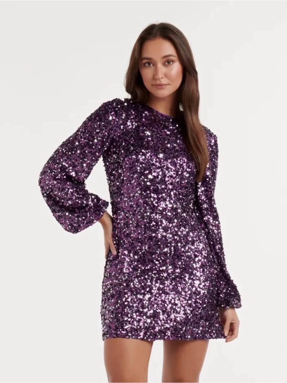 Ever New Sequin Long Sleeve Mini Dress